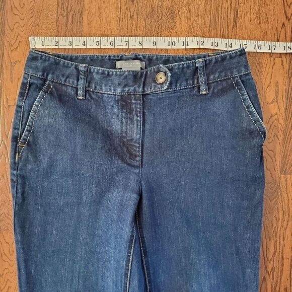 Ann Taylor Women Sz 6 Curvy Denim Blue Jeans Back Flap Pockets Thick Stitch Trim - Picture 5 of 8